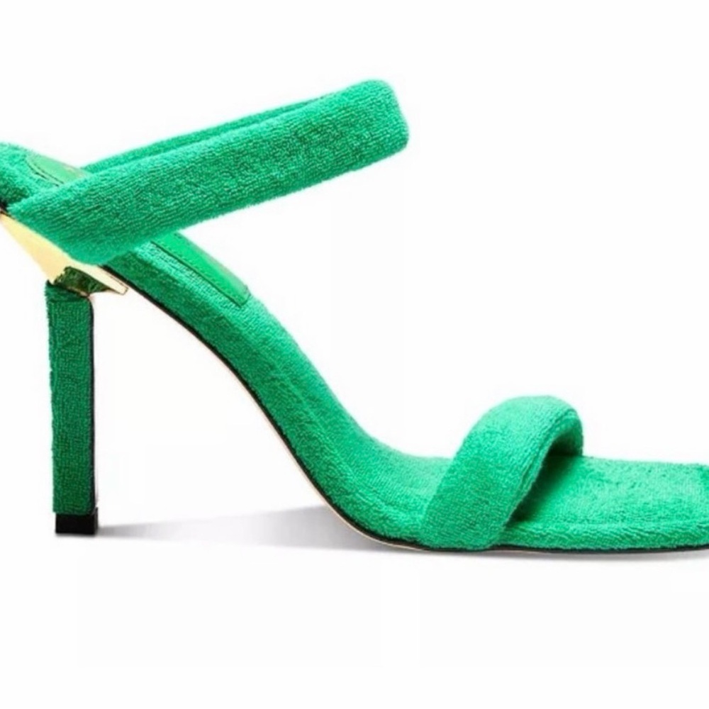 Good American Green Terry Cloth High Heel Sandal